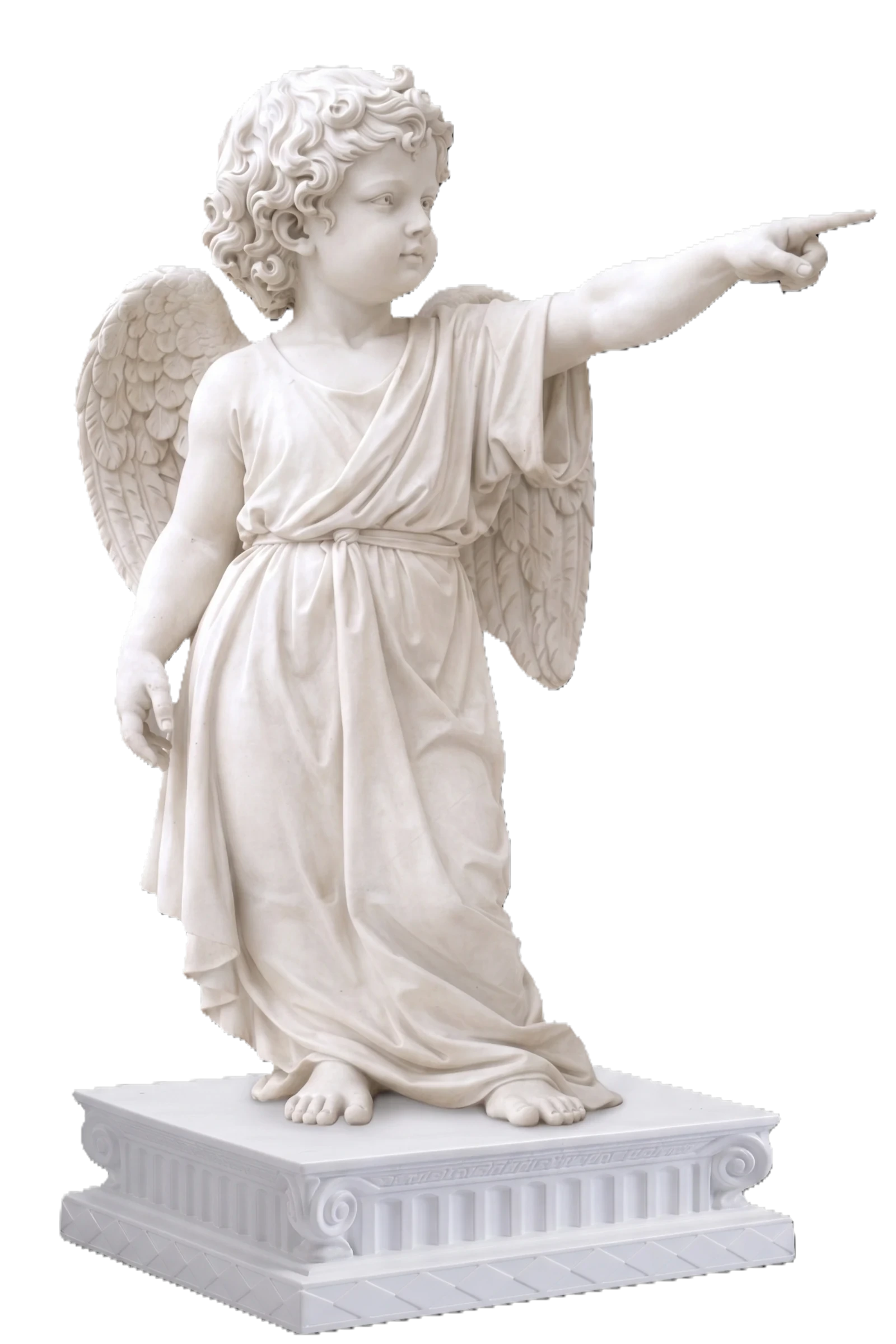 Angel pointing toward order button